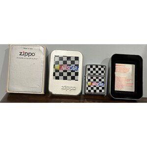 Zippo NASCAR Checkered Flag Windproof Lighter Collectible w/ Original Tin